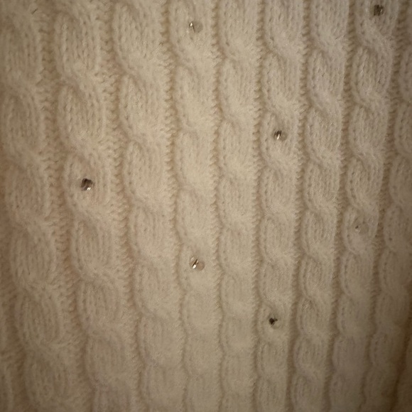 Liz Claiborne Lizwear - Chic Ivory/Cream Cable Knit Cardigan. 100% Cotton, Small - Picture 5 of 7